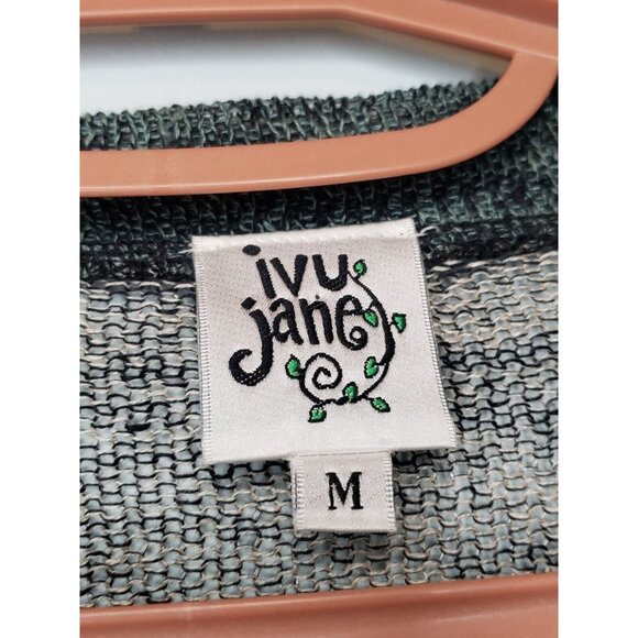 Ivy Jane Women's Sz M Cardigan Button Accent Long Sleeve Gray Teal 100% Linen - Picture 6 of 7